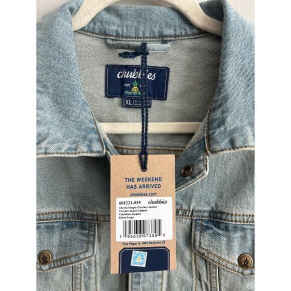 NWT Chubbies The Denim Trucker Jacket Size XL Light Vintage Wash - Picture 2 of 8